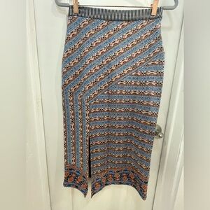 Anthropologie Asymmetrical Blue and Brown Skirt
